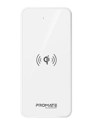 Promate 10000mAh Auravolt 10+ Qi Wireless Fast Charging Power Bank with Micro-USB Input and USB Type-C Input, White