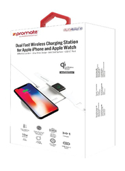 Promate AuraBase-2 Dual Fast Wireless Charging Station, White