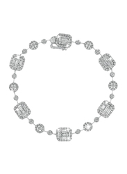 Liali Jewellery Emerald Cut 18K White Gold Designer Bracelet for Women with 240 Diamond, Silver