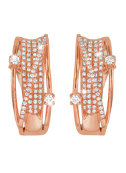 Liali Jewellery Midnight 18K Rose Gold Hoop Earrings for Women with 160 Diamond, Rose Gold