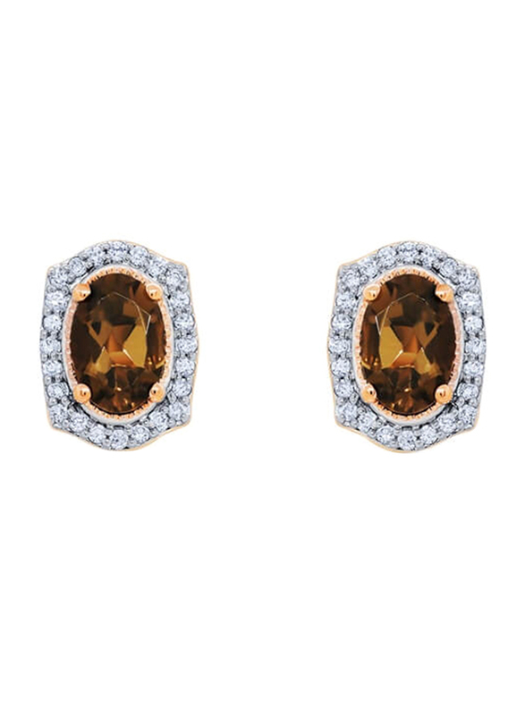 

Nouf Oval Shaped 18K White Gold Earrings for Women, with Smoky Quartz, Brown