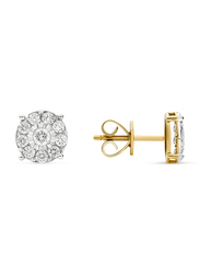 Liali Jewellery 18K Yellow Gold Daily Wear Studded Earrings for Women, with 0.44ct 20 Diamonds, Yellow