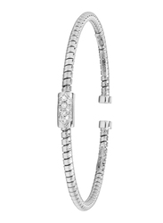 Liali Jewellery Tessitore 18K White Gold Bangle for Women with 10 Diamond, Silver