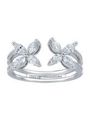 Liali Jewellery Red Carpet 18K White Gold Fashion Ring for Women with 0.85ct Diamond Stone, White, US 7