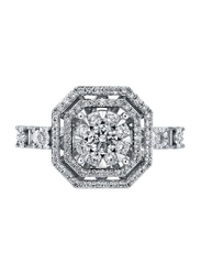 Liali Jewellery 18K White Gold Radiant Engagement Ring for Women with 0.87ct 83 Diamonds, White, US 7