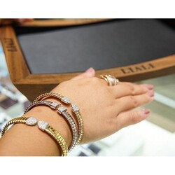 Liali Jewellery Tessitore 18K White Gold Bangle for Women with 56 Diamond, Silver