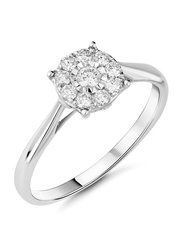 Liali Jewellery 18K White Gold Daily Wear Fashion Ring for Women with 0.22ct 10 Diamonds, White, US 7