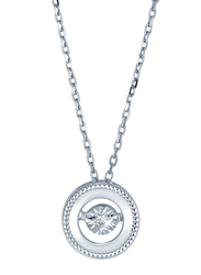 Liali Jewellery 18K Rose Gold Necklace for Women with 0.034ct Dancing Diamond Stone Round Shape Pendant, Rose Gold