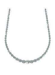Liali Jewellery 18K White Gold Tennis Necklace for Women, Silver