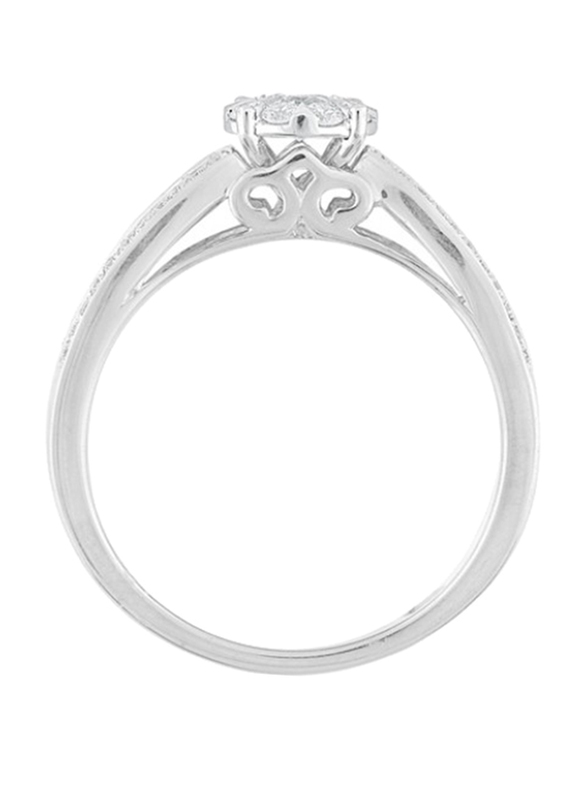 Liali Jewellery Mirage Taper Band 18K White Gold Engagement Ring for Women with 68 Diamond, 1 Carat Look, Silver, US 7