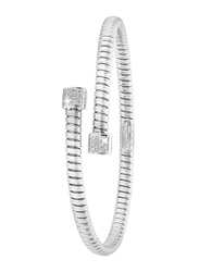 Liali Jewellery Tessitore 18K White Gold Bangle for Women with 0.15ct Diamond Stone, White