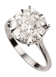 Liali Jewellery Mirage Classic 18K White Gold Engagement Ring for Women with 10 Diamond, 0.5 Carat Look, Silver, US 7