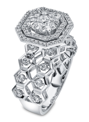 Liali Jewellery 18K White Gold Over the Top Radiant Engagement Ring for Women with 0.94ct 89 Diamonds, White, US 7