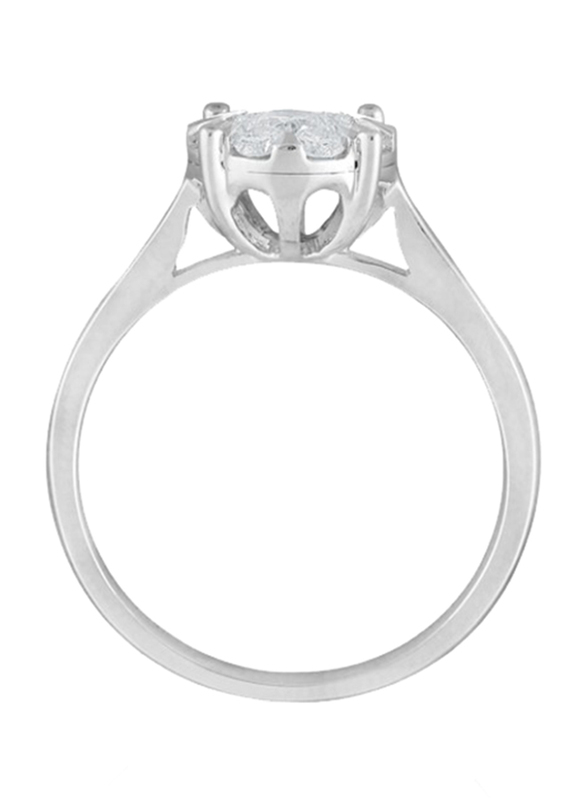 Liali Jewellery Mirage Classic 18K White Gold Engagement Ring for Women with 12 Diamond, 1.5 Carat Look, Silver, US 7