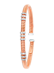 Liali Jewellery Tessitore 18K White/Rose Gold Bangle for Women with 0.35ct Diamond Stone, Rose Gold
