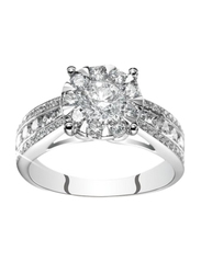 Liali Jewellery Mirage Taper Band 18K White Gold Engagement Ring for Women with 59 Diamond, 3 Carat Look, Silver, US 7