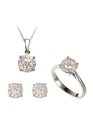 Liali Jewellery Mirage 18K White Gold Jewellery Set for Women, 1.81 Carat Look, Silver