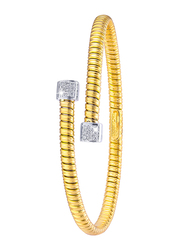 Liali Jewellery Tessitore 18K Yellow/White Gold Bangle for Women with 0.15ct Diamond Stone, Yellow