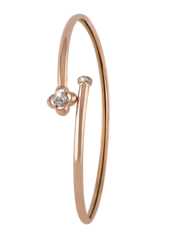 

Liali Jewellery 18K Rose Gold Charming Bangle for Women with 0.11ct Diamond Stone, Rose Gold