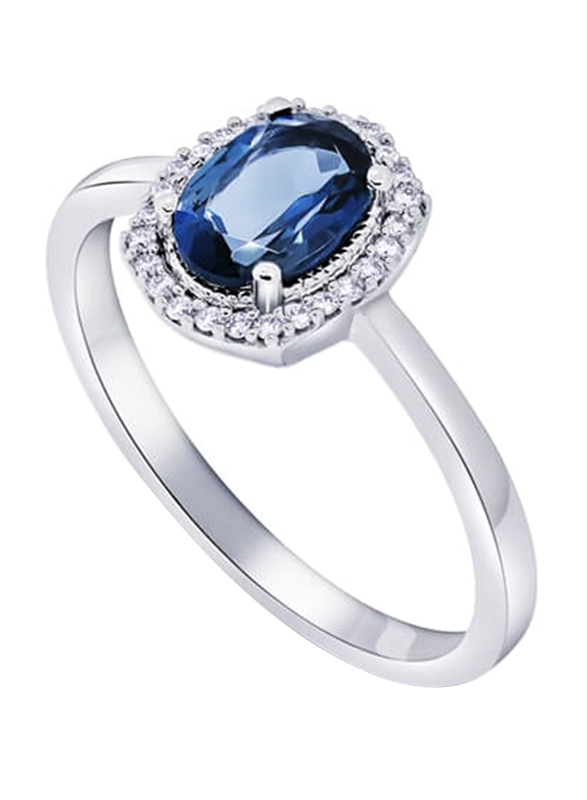 

Nouf Oval Shaped 18K White Gold Ring for Women, with Topaz, Blue/Silver