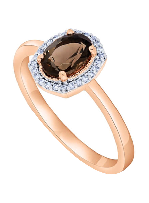 

Nouf Oval Shaped 18K Gold Ring for Women, with Smoky Quartz, Brown/Rose Gold