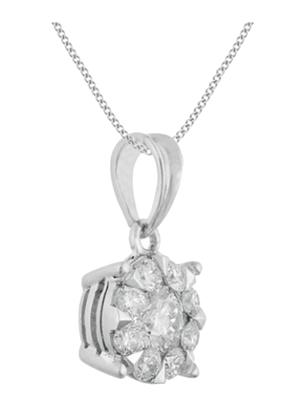 Liali Jewellery Mirage Classic 18K White Gold Pendant for Women, 3 Carat Look, Silver
