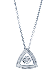 Liali Jewellery 18K Rose Gold Necklace for Women with 0.034ct Dancing Diamond Stone Triangle Shape Pendant, Rose Gold