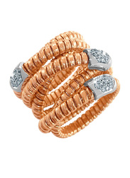 Liali Jewellery Tessitore 18K Rose Gold Fashion Ring for Women with 21 Diamond, Rose Gold, US 7