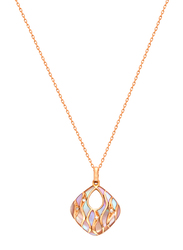 Liali Jewellery Claudia Romano 18K Rose Gold Necklace for Women with 6.2ct Mother of Pearl and 0.01ct Diamond Stone Pendant, Rose Gold
