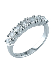 Liali Jewellery Half Eternity 18K White Gold Engagement Ring for Women with 7 Diamond, Silver, US 7