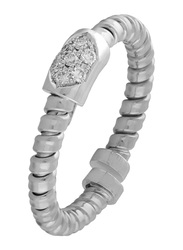 Liali Jewellery Tessitore 18K White Gold Fashion Ring for Women with 7 Diamond, Silver, US 7