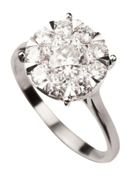 Liali Jewellery Mirage Classic 18K White Gold Engagement Ring for Women with 9 Diamond, 1 Carat Look, Silver, US 7