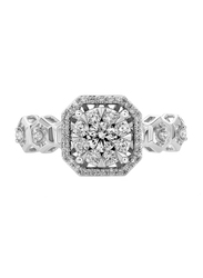 Liali Jewellery 18K White Gold Radiant Cut Engagement Ring for Women with 0.38ct 39 Diamonds, Regular, White, US 7