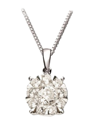Liali Jewellery Mirage Classic 18K White Gold Pendant for Women, 1.5 Carat Look, Silver