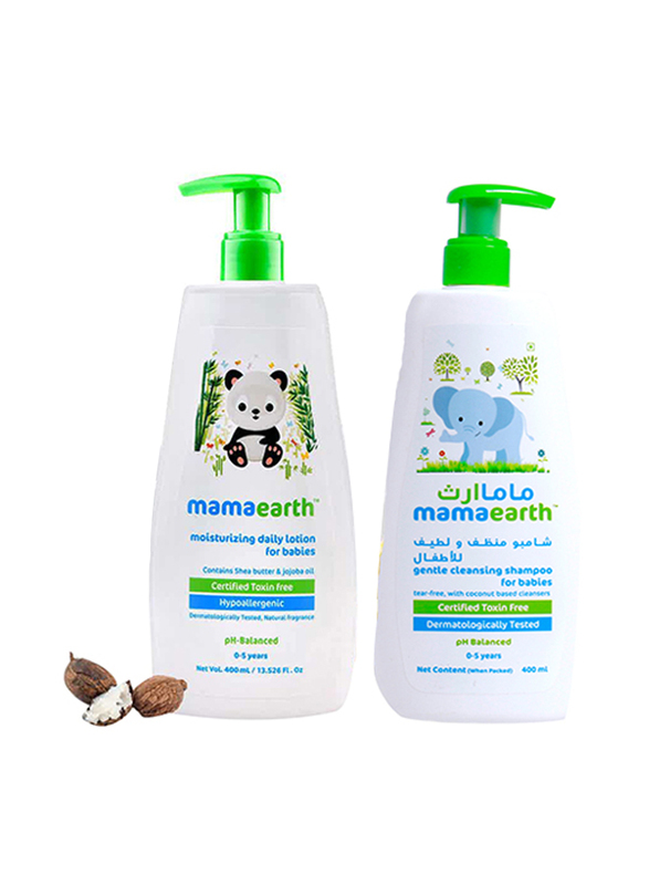 

Mamaearth 400ml x 2-Piece Moisturizing Daily Lotion & Gentle Cleansing Shampoo for Babies