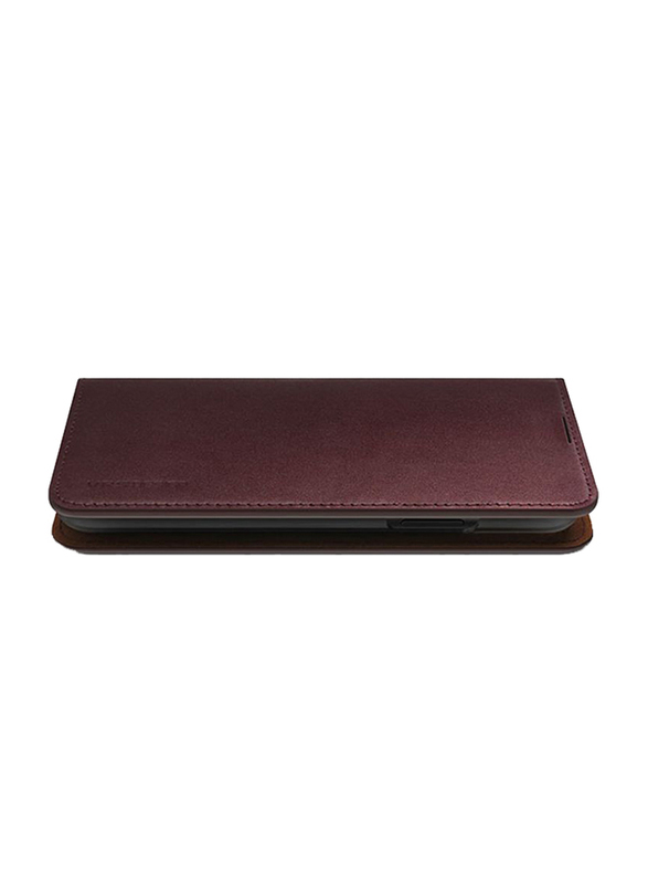 Vrs Design Samsung Galaxy Note 10 Genuine Leather Diary Wallet Mobile Phone Case Cover, Wine