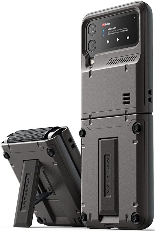 

VRS Design Quick Stand Active for Samsung Galaxy Z Flip 4 Case Cover with Kickstand - Metal Black