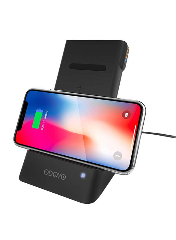 Odoyo 2in1 XC25 Wireless Charging Dock, Qi Enabled, 10W with Portable Battery Pack 6000mAh, Black