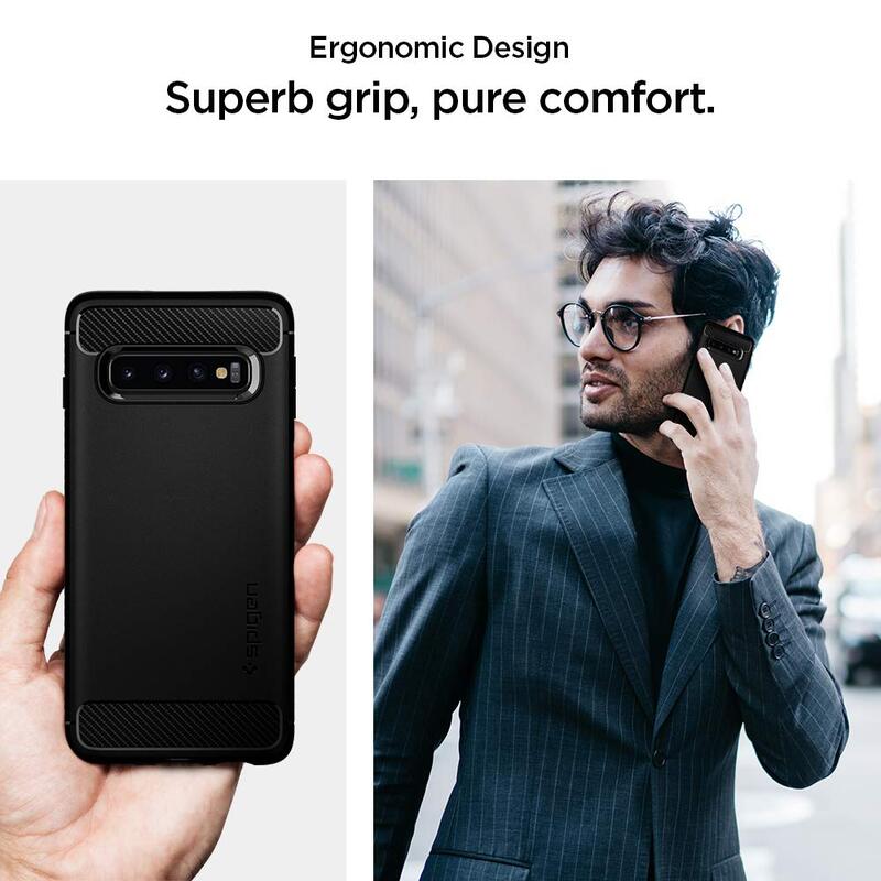 Spigen Samsung Galaxy S10 (2019) Rugged Armor with Shockproof Protection and Slim Profile Designed Mobile Phone Case Cover, Matte Black