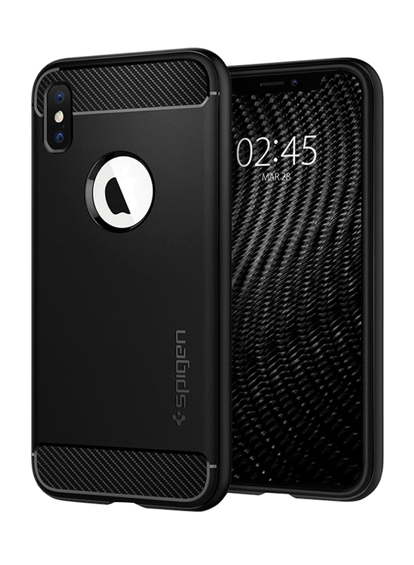 Spigen Apple iPhone XS/X Rugged Armor Mobile Phone Case Cover, Matte Black