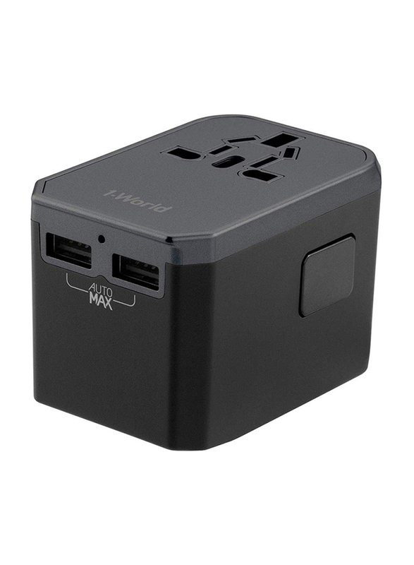 Momax UA7 1-World 42W Universal Wall Charger, USB-C PD Type-C and 3 x USB-A Ports, Black