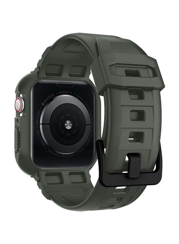 Spigen Rugged Armor Pro Watch Cover Case for Apple Watch 44mm Series 5/4, with Watch Band, Military Green