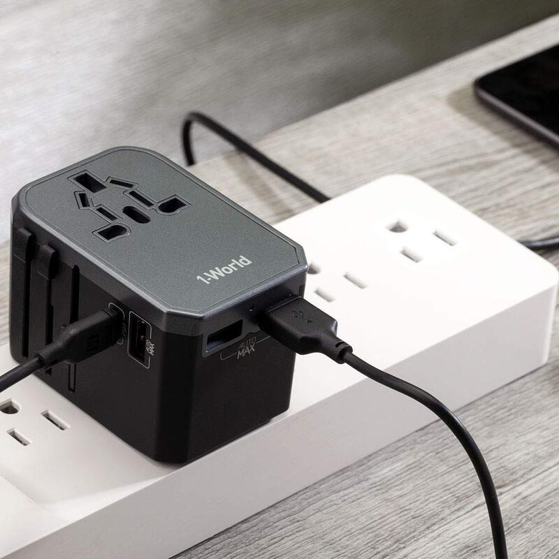 Momax UA7 1-World 42W Universal Wall Charger, USB-C PD Type-C and 3 x USB-A Ports, Black