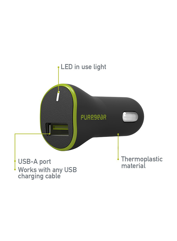 PureGear Extreme Car Charger, Qualcomm Quick Charge 3.0, Black