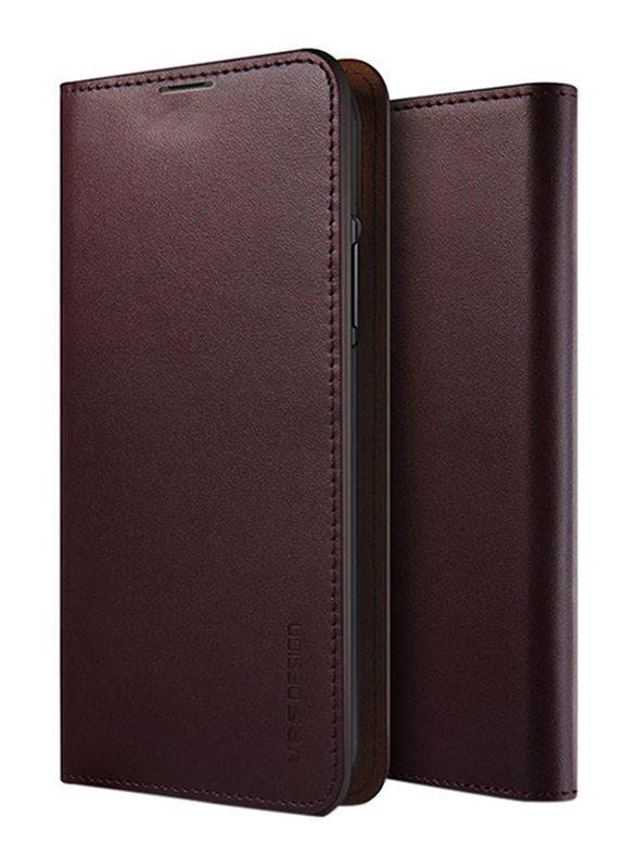 Vrs Design Samsung Galaxy Note 10 Genuine Leather Diary Wallet Mobile Phone Case Cover, Wine