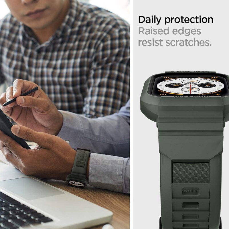 Spigen Apple Watch 40mm Series 6 / SE/5/4 TPU band with case cover Rugged Armor PRO, Military Green