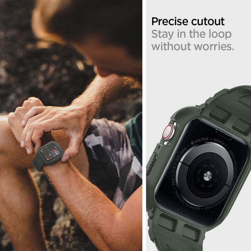 Spigen Apple Watch 40mm Series 6 / SE/5/4 TPU band with case cover Rugged Armor PRO, Military Green