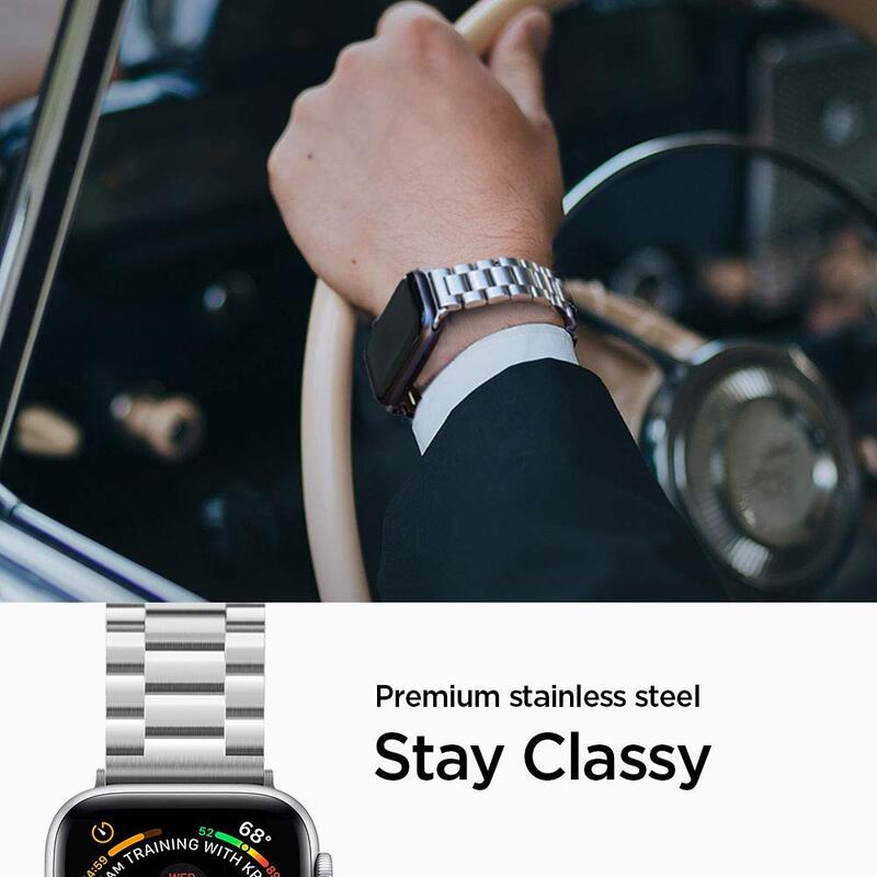 Spigen Modern Fit Watch Band for Apple Watch 44mm Series 4 and Apple Watch 42mm Series 3/2/1, Silver