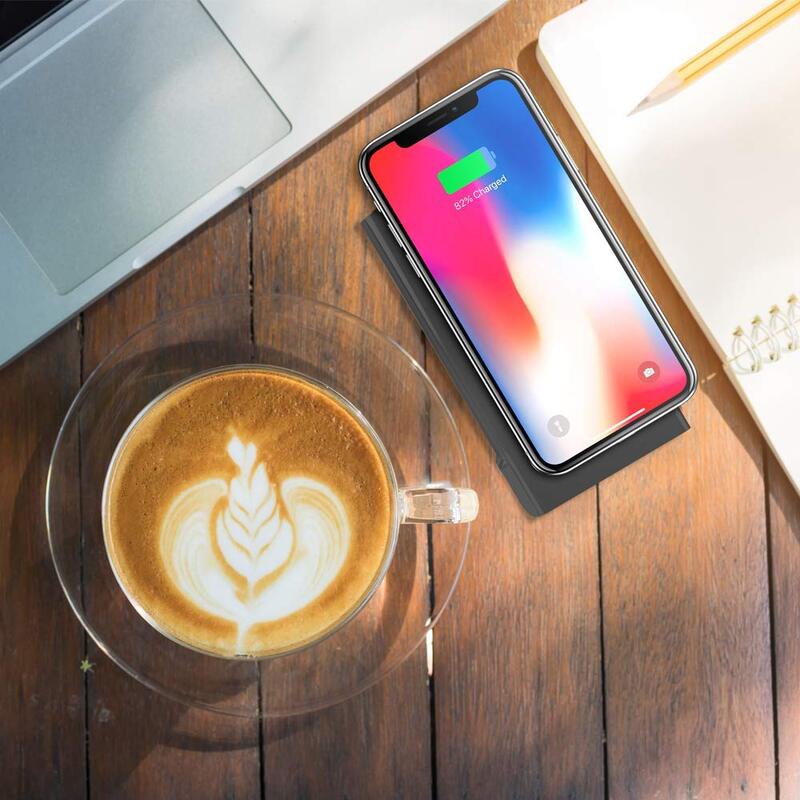 Odoyo 2in1 XC25 Wireless Charging Dock, Qi Enabled, 10W with Portable Battery Pack 6000mAh, Black