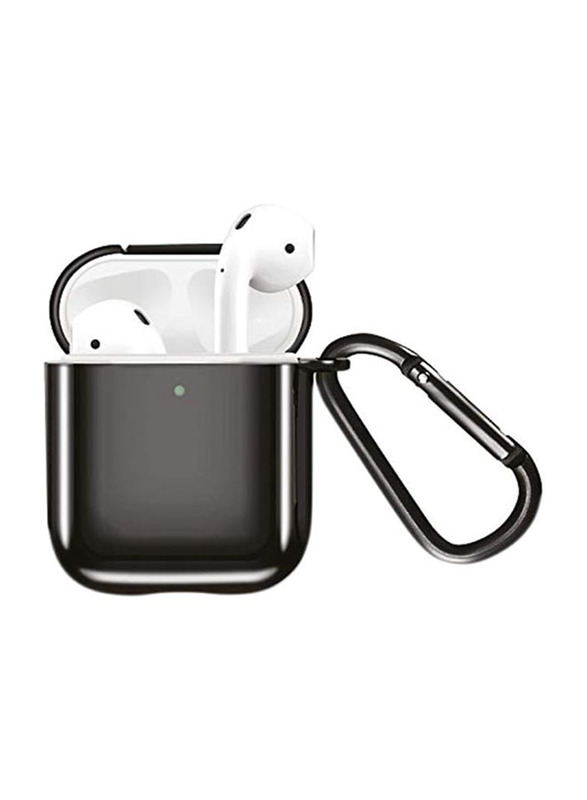 

Amazing Thing AirPods 2nd Gen/1st Gen Supremecase Solid Shell Skin Electroplated Case Cover, with Carabiner, Black